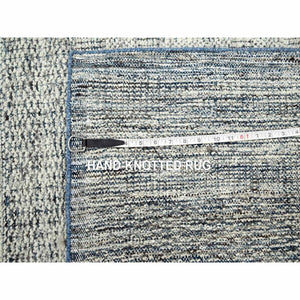 6'x9'1" Aegean Blue, Oxidized And Distressed Grass Design With Exposed Warps, 100% Wool, Hand Knotted, Oriental Rug FWR460422