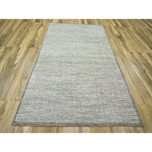 6'x9' Wood Brown, Hand Knotted, Distressed And Oxidized Grass Design With Exposed Warps, Pure Wool, Oriental Rug FWR460428