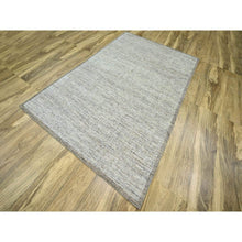 Load image into Gallery viewer, 6&#39;x9&#39; Wood Brown, Hand Knotted, Distressed And Oxidized Grass Design With Exposed Warps, Pure Wool, Oriental Rug FWR460428