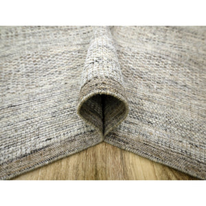 6'x9' Wood Brown, Hand Knotted, Distressed And Oxidized Grass Design With Exposed Warps, Pure Wool, Oriental Rug FWR460428
