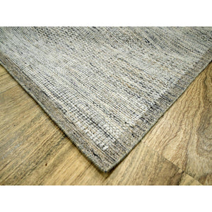 6'x9' Wood Brown, Hand Knotted, Distressed And Oxidized Grass Design With Exposed Warps, Pure Wool, Oriental Rug FWR460428
