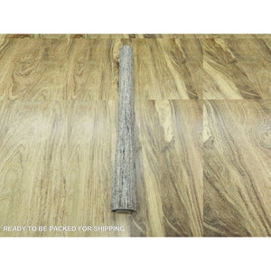 6'x9' Wood Brown, Hand Knotted, Distressed And Oxidized Grass Design With Exposed Warps, Pure Wool, Oriental Rug FWR460428