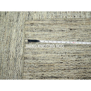 6'x9' Wood Brown, Hand Knotted, Distressed And Oxidized Grass Design With Exposed Warps, Pure Wool, Oriental Rug FWR460428