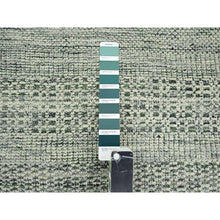 Load image into Gallery viewer, 2&#39;6&quot;x11&#39;10&quot; Pine Green, 100% Wool, Oxidized And Distressed Grass Design With Exposed Warps, Hand Knotted, Runner, Oriental Rug FWR460440