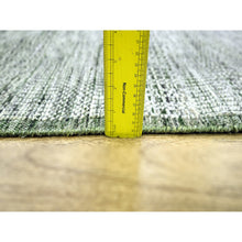 Load image into Gallery viewer, 2&#39;6&quot;x11&#39;10&quot; Pine Green, 100% Wool, Oxidized And Distressed Grass Design With Exposed Warps, Hand Knotted, Runner, Oriental Rug FWR460440