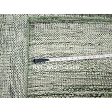 Load image into Gallery viewer, 2&#39;6&quot;x11&#39;10&quot; Pine Green, 100% Wool, Oxidized And Distressed Grass Design With Exposed Warps, Hand Knotted, Runner, Oriental Rug FWR460440