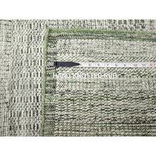 Load image into Gallery viewer, 2&#39;6&quot;x10&#39; Bottle Green, Distressed And Oxidized Grass Design With Exposed Warps, 100% Wool, Hand Knotted, Runner, Oriental Rug FWR460446