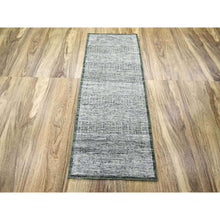 Load image into Gallery viewer, 2&#39;6&quot;x6&#39; Basil Green, Hand Knotted, 100% Wool, Oxidized And Distressed Grass Design With Exposed Warps, Runner, Oriental Rug FWR460458