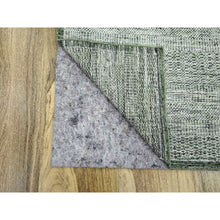 Load image into Gallery viewer, 2&#39;6&quot;x6&#39; Basil Green, Hand Knotted, 100% Wool, Oxidized And Distressed Grass Design With Exposed Warps, Runner, Oriental Rug FWR460458