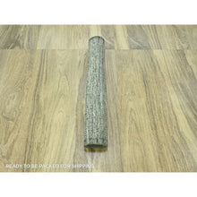 Load image into Gallery viewer, 2&#39;6&quot;x6&#39; Basil Green, Hand Knotted, 100% Wool, Oxidized And Distressed Grass Design With Exposed Warps, Runner, Oriental Rug FWR460458