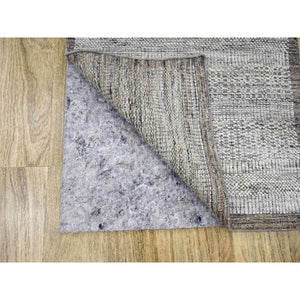 2'7"x6'2" Beaver Brown, Hand Knotted, Pure Wool, Oxidized And Distressed Grass Design With Exposed Warps, Runner, Oriental Rug FWR460464