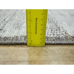 2'7"x6'2" Beaver Brown, Hand Knotted, Pure Wool, Oxidized And Distressed Grass Design With Exposed Warps, Runner, Oriental Rug FWR460464