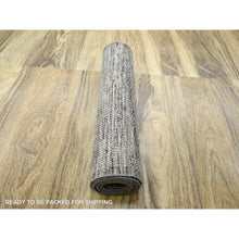 Load image into Gallery viewer, 2&#39;8&quot;x12&#39; Coffee Brown, 100% Wool, Hand Knotted, Oxidized And Distressed Grass Design With Exposed Warps, Runner, Oriental Rug FWR460470