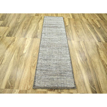 Load image into Gallery viewer, 2&#39;8&quot;x7&#39;10&quot; Beaver Brown, 100% Wool, Oxidized And Distressed Grass Design With Exposed Warps, Hand Knotted, Runner, Oriental Rug FWR460476