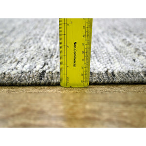 2'8"x7'10" Beaver Brown, 100% Wool, Oxidized And Distressed Grass Design With Exposed Warps, Hand Knotted, Runner, Oriental Rug FWR460476