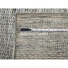 Load image into Gallery viewer, 2&#39;8&quot;x7&#39;10&quot; Beaver Brown, 100% Wool, Oxidized And Distressed Grass Design With Exposed Warps, Hand Knotted, Runner, Oriental Rug FWR460476