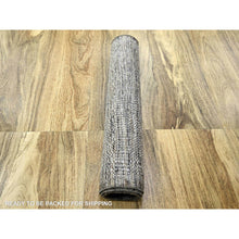 Load image into Gallery viewer, 2&#39;8&quot;x7&#39;10&quot; Beaver Brown, 100% Wool, Oxidized And Distressed Grass Design With Exposed Warps, Hand Knotted, Runner, Oriental Rug FWR460476