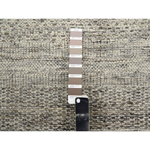 2'6"x8' Walnut Brown, Hand Knotted, Organic Wool, Oxidized And Distressed Grass Design With Exposed Warps, Runner, Oriental Rug FWR460482