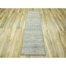 Load image into Gallery viewer, 2&#39;7&quot;x7&#39;10&quot; Cedar Brown, Hand Knotted, 100% Wool, Oxidized And Distressed Grass Design With Exposed Warps, Runner, Oriental Rug FWR460488