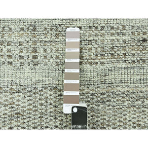 2'7"x7'10" Cedar Brown, Hand Knotted, 100% Wool, Oxidized And Distressed Grass Design With Exposed Warps, Runner, Oriental Rug FWR460488