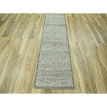 Load image into Gallery viewer, 2&#39;7&quot;x8&#39; Cafe Au Lait Brown, Oxidized And Distressed Grass Design With Exposed Warps, Hand Knotted, 100% Wool, Runner, Oriental Rug FWR460494