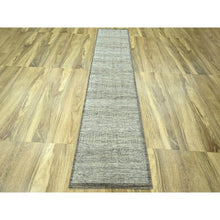 Load image into Gallery viewer, 2&#39;7&quot;x10&#39; Beaver Brown, Hand Knotted, Natural Wool, Distressed And Oxidized Grass Design With Exposed Warps, Runner, Oriental Rug FWR460500