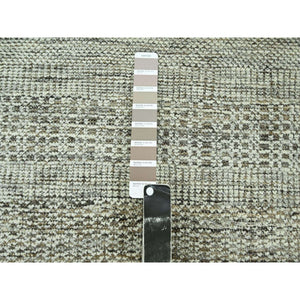 2'7"x10' Beaver Brown, Hand Knotted, Natural Wool, Distressed And Oxidized Grass Design With Exposed Warps, Runner, Oriental Rug FWR460500