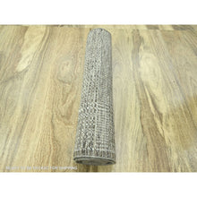 Load image into Gallery viewer, 2&#39;7&quot;x10&#39; Beaver Brown, Hand Knotted, Natural Wool, Distressed And Oxidized Grass Design With Exposed Warps, Runner, Oriental Rug FWR460500