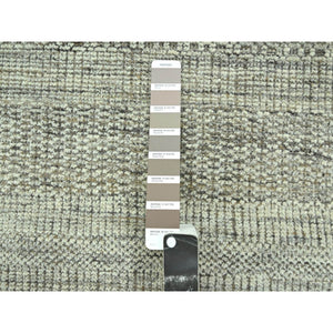 2'7"x6'2" Beaver Brown, Hand Knotted, 100% Wool, Oxidized And Distressed Grass Design With Exposed Warps, Runner, Oriental Rug FWR460506