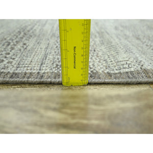 2'7"x6'2" Beaver Brown, Hand Knotted, 100% Wool, Oxidized And Distressed Grass Design With Exposed Warps, Runner, Oriental Rug FWR460506
