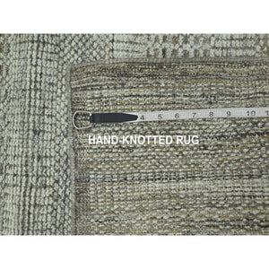 2'7"x6'2" Beaver Brown, Hand Knotted, 100% Wool, Oxidized And Distressed Grass Design With Exposed Warps, Runner, Oriental Rug FWR460506