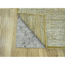 Load image into Gallery viewer, 2&#39;6&quot;x12&#39; Mustard Yellow, Distressed And Oxidized Grass Design With Exposed Warps, Hand Knotted, 100% Wool, Runner, Oriental Rug FWR460512