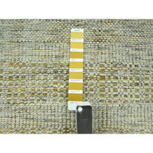 Load image into Gallery viewer, 2&#39;6&quot;x12&#39; Mustard Yellow, Distressed And Oxidized Grass Design With Exposed Warps, Hand Knotted, 100% Wool, Runner, Oriental Rug FWR460512