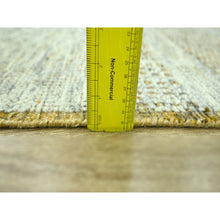 Load image into Gallery viewer, 2&#39;6&quot;x12&#39; Mustard Yellow, Distressed And Oxidized Grass Design With Exposed Warps, Hand Knotted, 100% Wool, Runner, Oriental Rug FWR460512