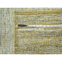 Load image into Gallery viewer, 2&#39;6&quot;x12&#39; Mustard Yellow, Distressed And Oxidized Grass Design With Exposed Warps, Hand Knotted, 100% Wool, Runner, Oriental Rug FWR460512