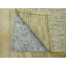 Load image into Gallery viewer, 2&#39;6&quot;x10&#39; Golden Yellow, Oxidized And Distressed Grass Design With Exposed Warps, Natural Wool, Hand Knotted, Runner, Oriental Rug FWR460518