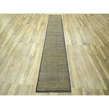 Load image into Gallery viewer, 2&#39;6&quot;x11&#39;10&quot; Peanut Brown, 100% Wool, Hand Knotted, Oxidized And Distressed Grass Design With Exposed Warps, Runner, Oriental Rug FWR460530