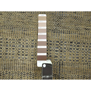 2'6"x11'10" Peanut Brown, 100% Wool, Hand Knotted, Oxidized And Distressed Grass Design With Exposed Warps, Runner, Oriental Rug FWR460530