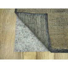 Load image into Gallery viewer, 2&#39;6&quot;x10&#39; Honey Brown, 100% Wool, Oxidized And Distressed Grass Design With Exposed Warps, Hand Knotted, Runner, Oriental Rug FWR460536
