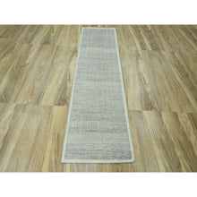 Load image into Gallery viewer, 2&#39;6&quot;x8&#39;1&quot; Misty Gray, Hand Knotted, 100% Wool, Oxidized And Distressed Grass Design With Exposed Warps, Runner, Oriental Rug FWR460542