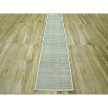 Load image into Gallery viewer, 2&#39;7&quot;x10&#39;3&quot; Medium Gray, Oxidized And Distressed Grass Design With Exposed Warps, Hand Knotted, Natural Wool, Runner, Oriental Rug FWR460548