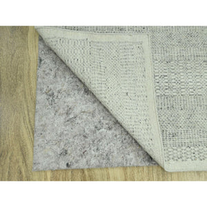 2'7"x8'1" Mirage Gray, Hand Knotted, 100% Wool, Oxidized And Distressed Grass Design With Exposed Warps, Runner, Oriental Rug FWR460554