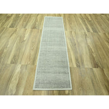 Load image into Gallery viewer, 2&#39;7&quot;x8&#39;1&quot; Spanish Gray, 100% Wool, Oxidized And Distressed Grass Design With Exposed Warps, Hand Knotted, Runner, Oriental Rug FWR460560