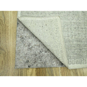2'7"x8'1" Spanish Gray, 100% Wool, Oxidized And Distressed Grass Design With Exposed Warps, Hand Knotted, Runner, Oriental Rug FWR460560
