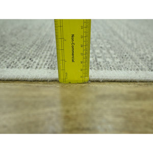 2'7"x8'1" Spanish Gray, 100% Wool, Oxidized And Distressed Grass Design With Exposed Warps, Hand Knotted, Runner, Oriental Rug FWR460560