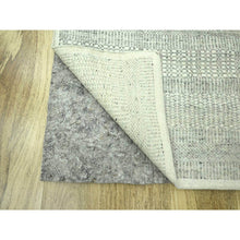 Load image into Gallery viewer, 2&#39;7&quot;x12&#39;1&quot; Misty Gray, Distressed And Oxidized Grass Design With Exposed Warps, Hand Knotted, 100% Wool, Runner, Oriental Rug FWR460566