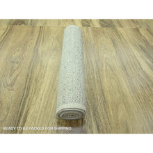 Load image into Gallery viewer, 2&#39;7&quot;x12&#39;1&quot; Misty Gray, Distressed And Oxidized Grass Design With Exposed Warps, Hand Knotted, 100% Wool, Runner, Oriental Rug FWR460566