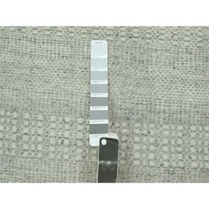 2'6"x8'1" Medium Gray, Organic Wool, Oxidized And Distressed Grass Design With Exposed Warps, Hand Knotted, Runner, Oriental Rug FWR460572