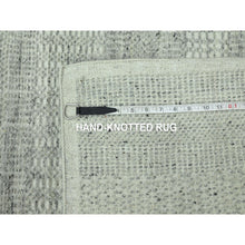 Load image into Gallery viewer, 2&#39;6&quot;x8&#39;1&quot; Medium Gray, Organic Wool, Oxidized And Distressed Grass Design With Exposed Warps, Hand Knotted, Runner, Oriental Rug FWR460572