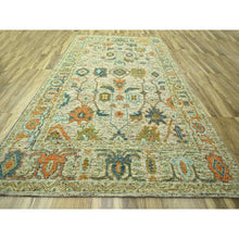 Load image into Gallery viewer, 10&#39;2&quot;x14&#39; Beige, 100% Wool, Colorful Oushak Design With Exposed Weft, Distressed Feel But Durable, Hand Knotted, Oriental Rug FWR460608